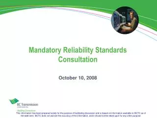 Mandatory Reliability Standards Consultation