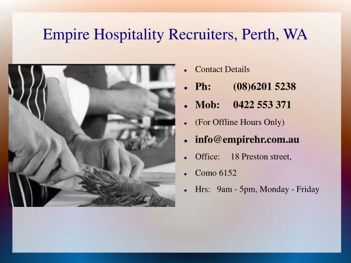 empire hospitality recruiters perth wa