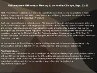 NationaLease 69th Annual Meeting to be Held in Chicago, Sept