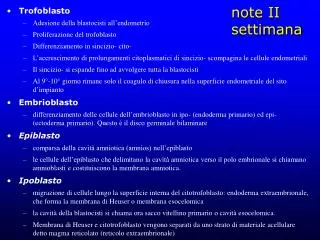 note ii settimana
