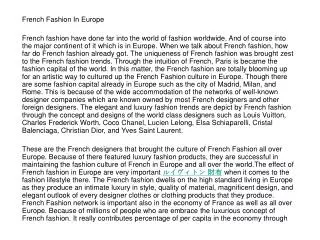 French Fashion In Europe