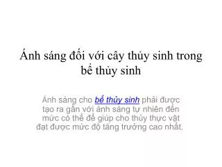 nh s ng i v i c y th y sinh trong b th y sinh
