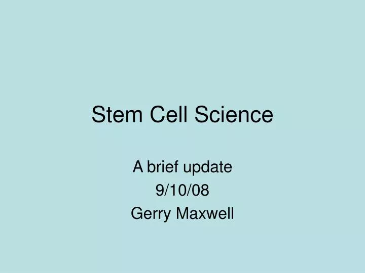 stem cell science