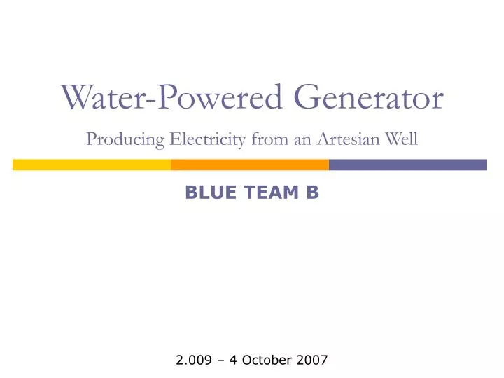 water powered generator producing electricity from an artesian well