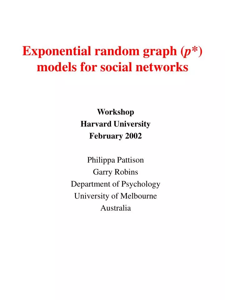 exponential random graph p models for social networks