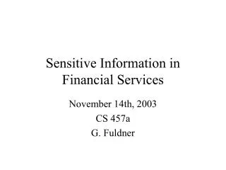 Sensitive Information in Financial Services