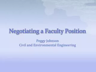 Negotiating a Faculty Position