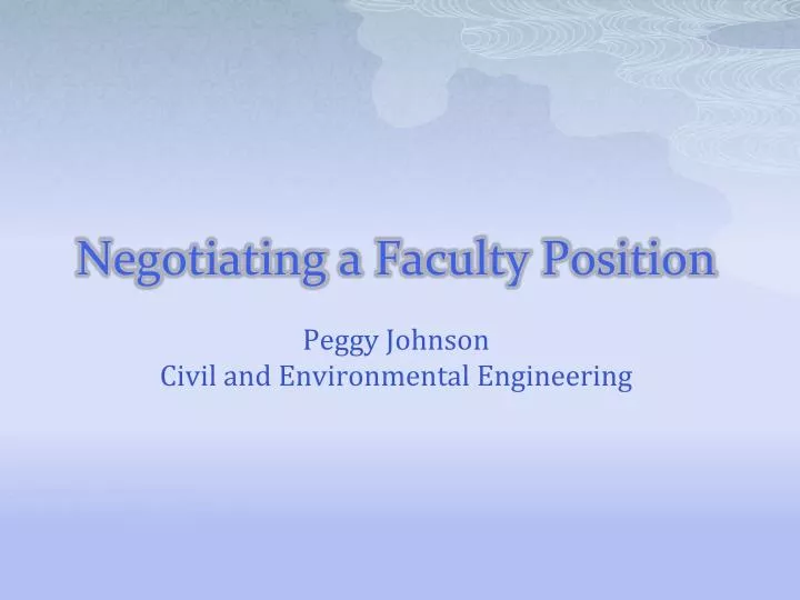 negotiating a faculty position
