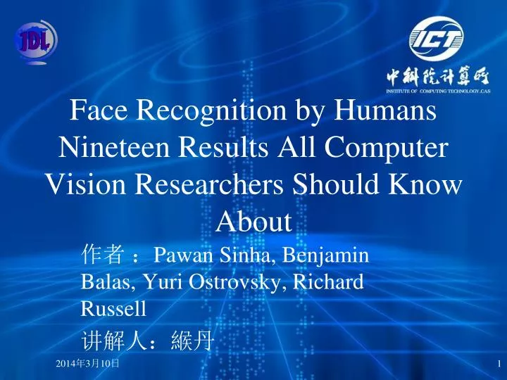 face recognition by humans nineteen results all computer vision researchers should know about