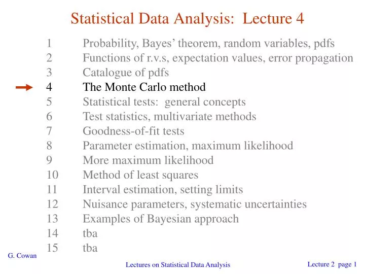 statistical data analysis lecture 4
