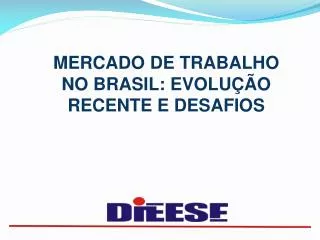 MERCADO DE TRABALHO NO BRASIL: EVOLUÇÃO RECENTE E DESAFIOS