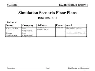 Simulation Scenario Floor Plans