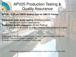 APV25 Production Testing &amp; Quality Assurance