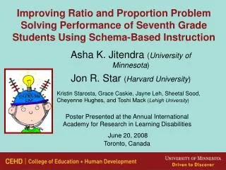 Asha K. Jitendra ( University of Minnesota ) Jon R. Star ( Harvard University )