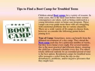 Tips to Find a Boot Camp for Troubled Teens