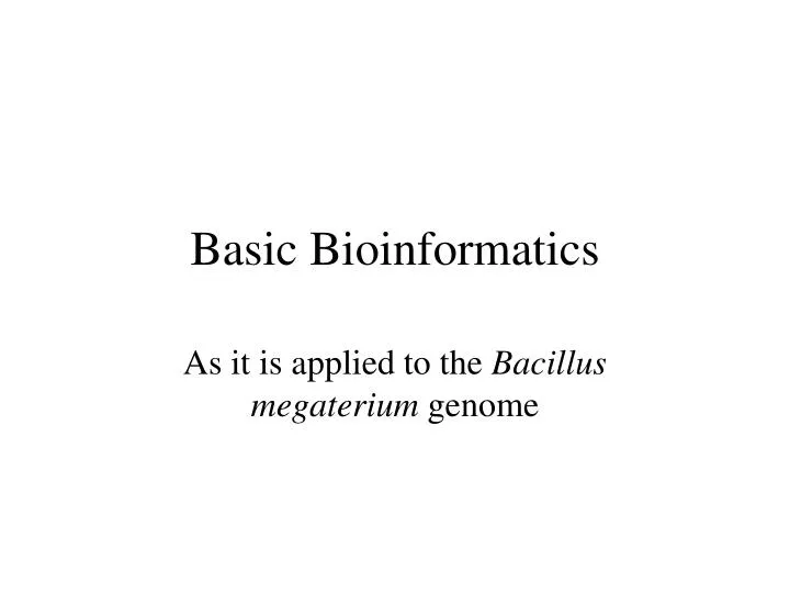 basic bioinformatics