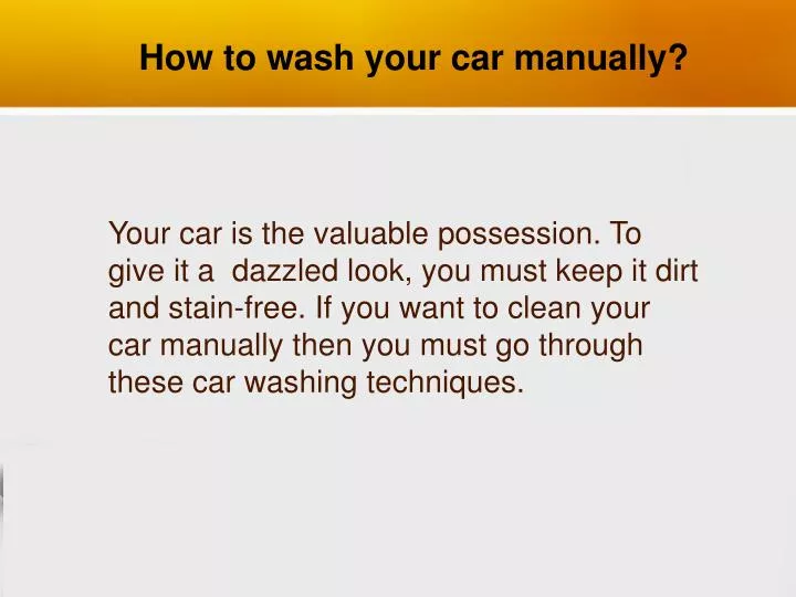 how to wash your car manually