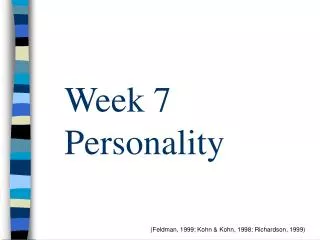 Week 7 Personality