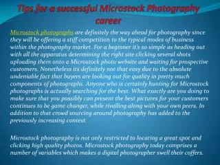Tips for a successful Microstock Photography career