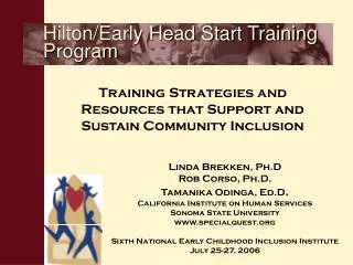 Hilton/Early Head Start Training Program