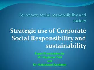 Corporate social responsibility and society