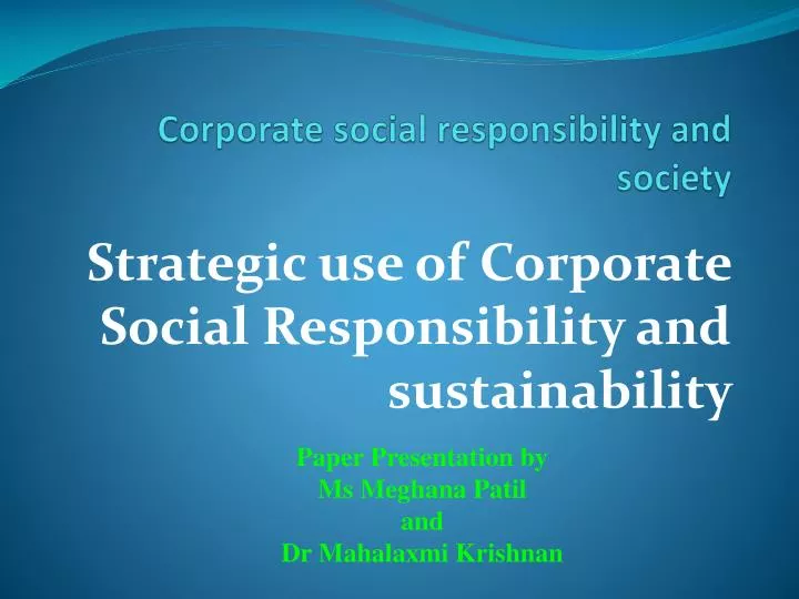 corporate social responsibility and society