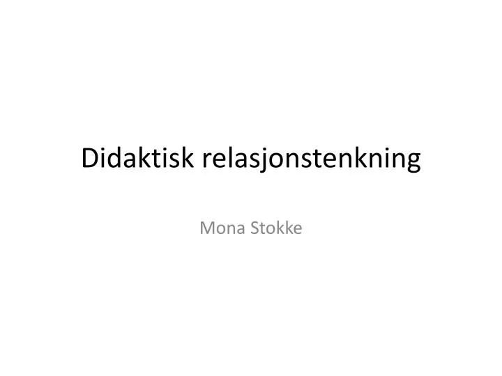 didaktisk relasjonstenkning