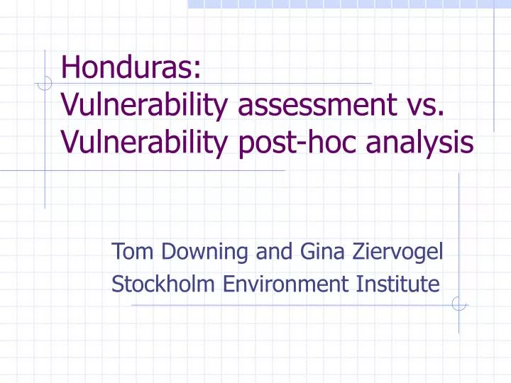 honduras vulnerability assessment vs vulnerability post hoc analysis