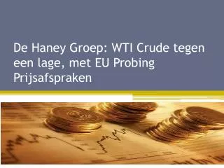 De Haney Groep: WTI Crude tegen een lage, met EU Probing Pri