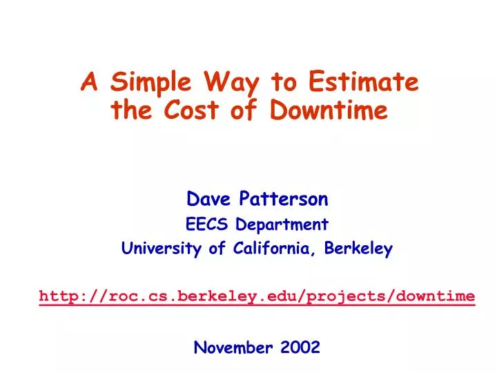 a simple way to estimate the cost of downtime