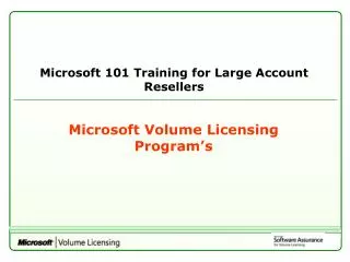 Microsoft 101 Training for Large Account Resellers