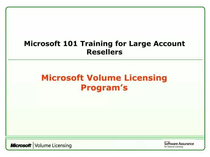 microsoft 101 training for large account resellers