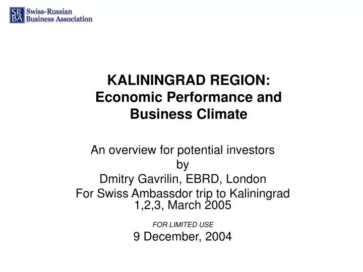 kaliningrad region economic performance and business climate