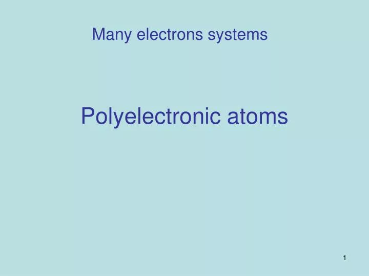 polyelectronic atoms