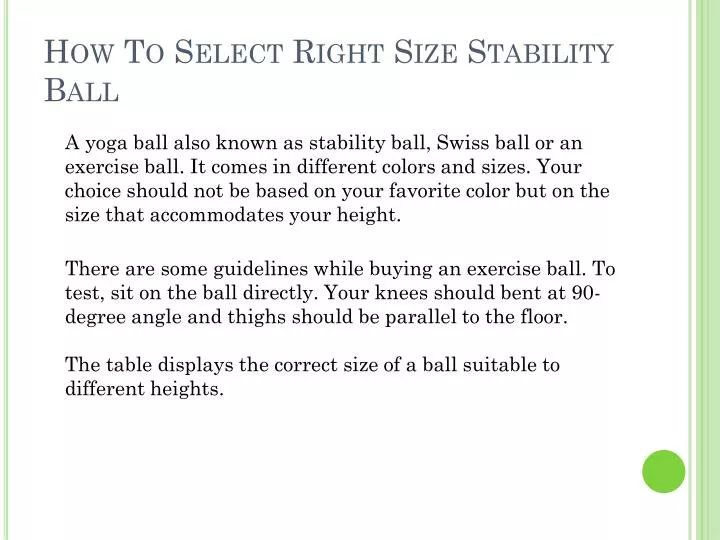 how to select right size stability ball