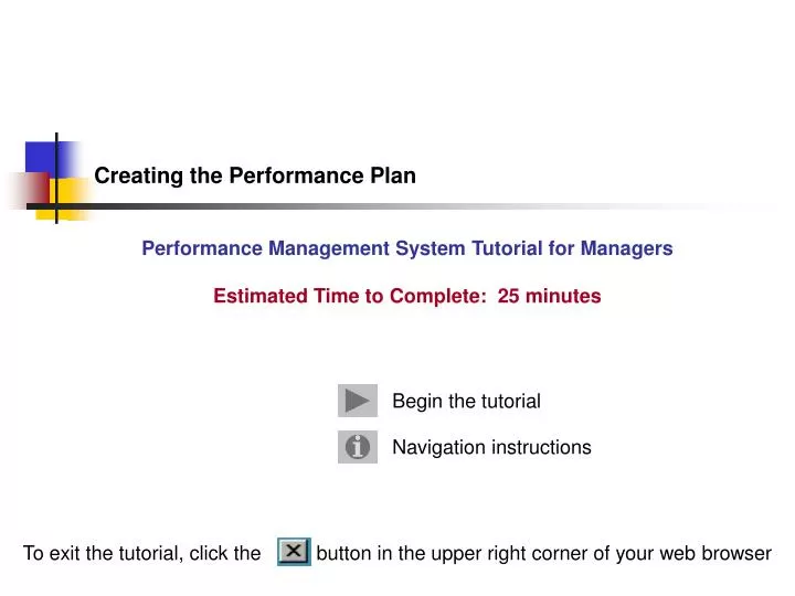 creating the performance plan