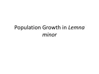 Population Growth in Lemna minor