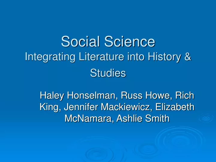 social science integrating literature into history studies
