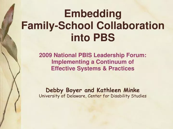 embedding family school collaboration into pbs