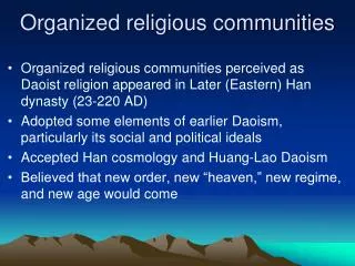 Organized religious communities