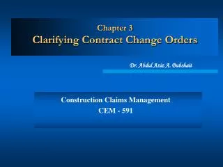 Chapter 3 Clarifying Contract Change Orders