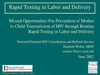 Rapid Testing in Labor and Delivery
