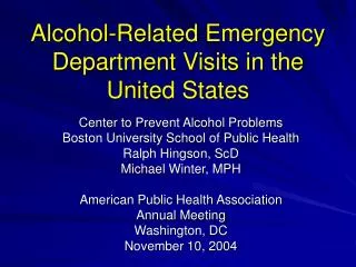 Alcohol-Related Emergency Department Visits in the United States