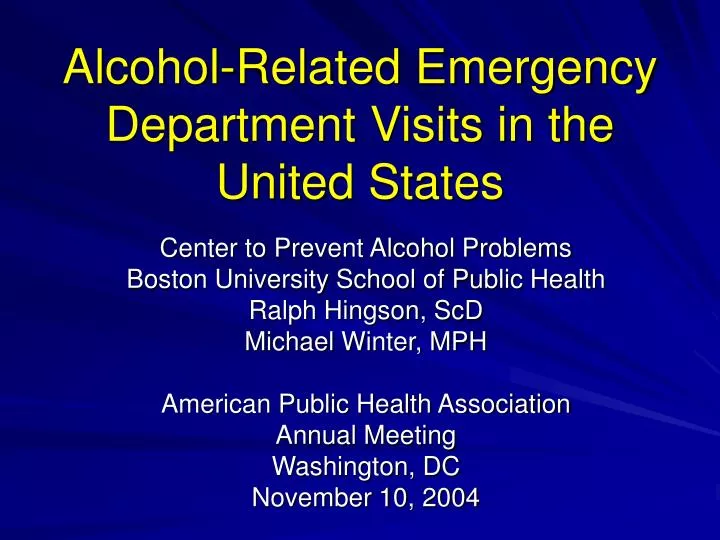 alcohol related emergency department visits in the united states