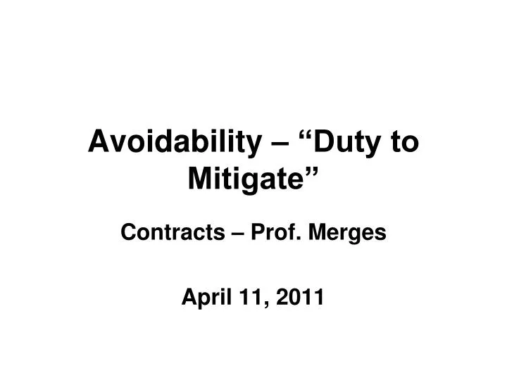 avoidability duty to mitigate