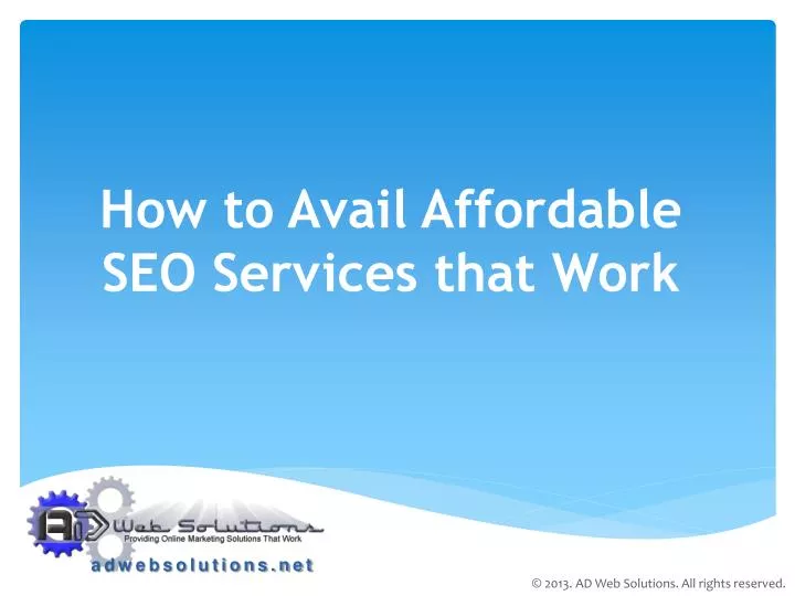how to avail affordable seo services that work