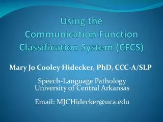 Using the Communication Function Classification System (CFCS)