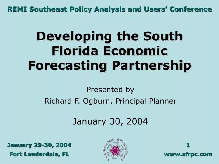 developing the south florida economic forecasting partnership