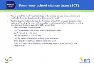 Form your school change team (SCT)