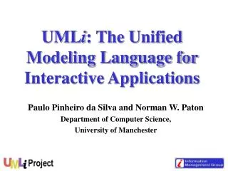 UML i : The Unified Modeling Language for Interactive Applications
